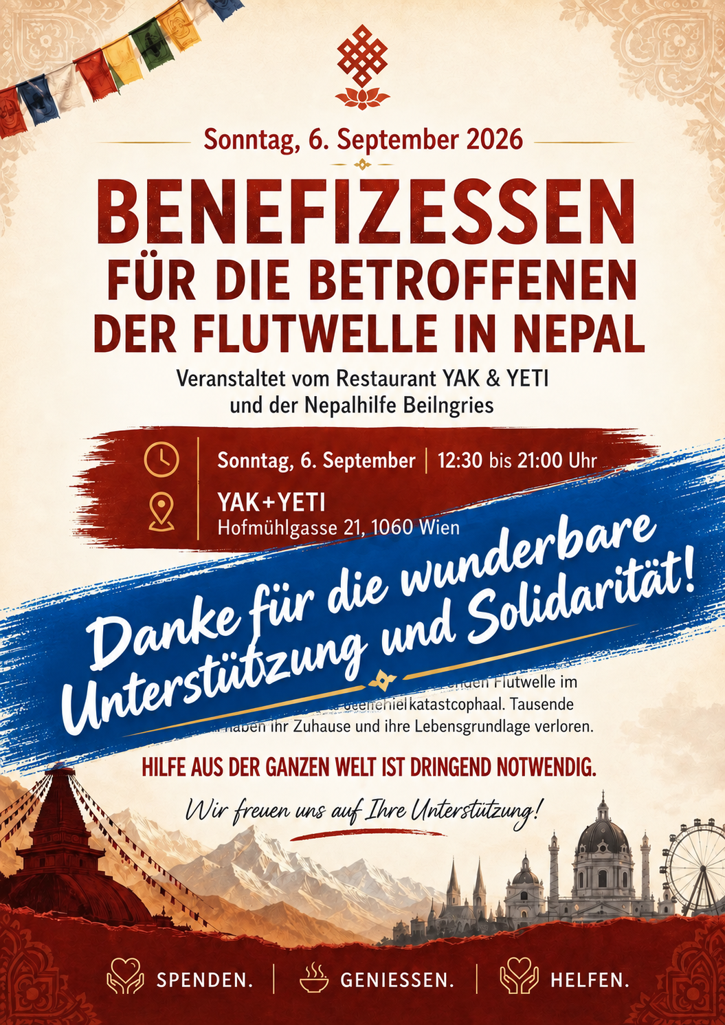 Das Yak und Yeti bedankt sich für die wunderbare Unterstützung